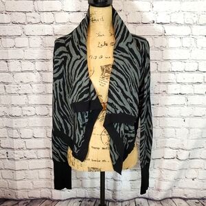 Express Zebra Print Cardigan Black and Gray Size M EUC